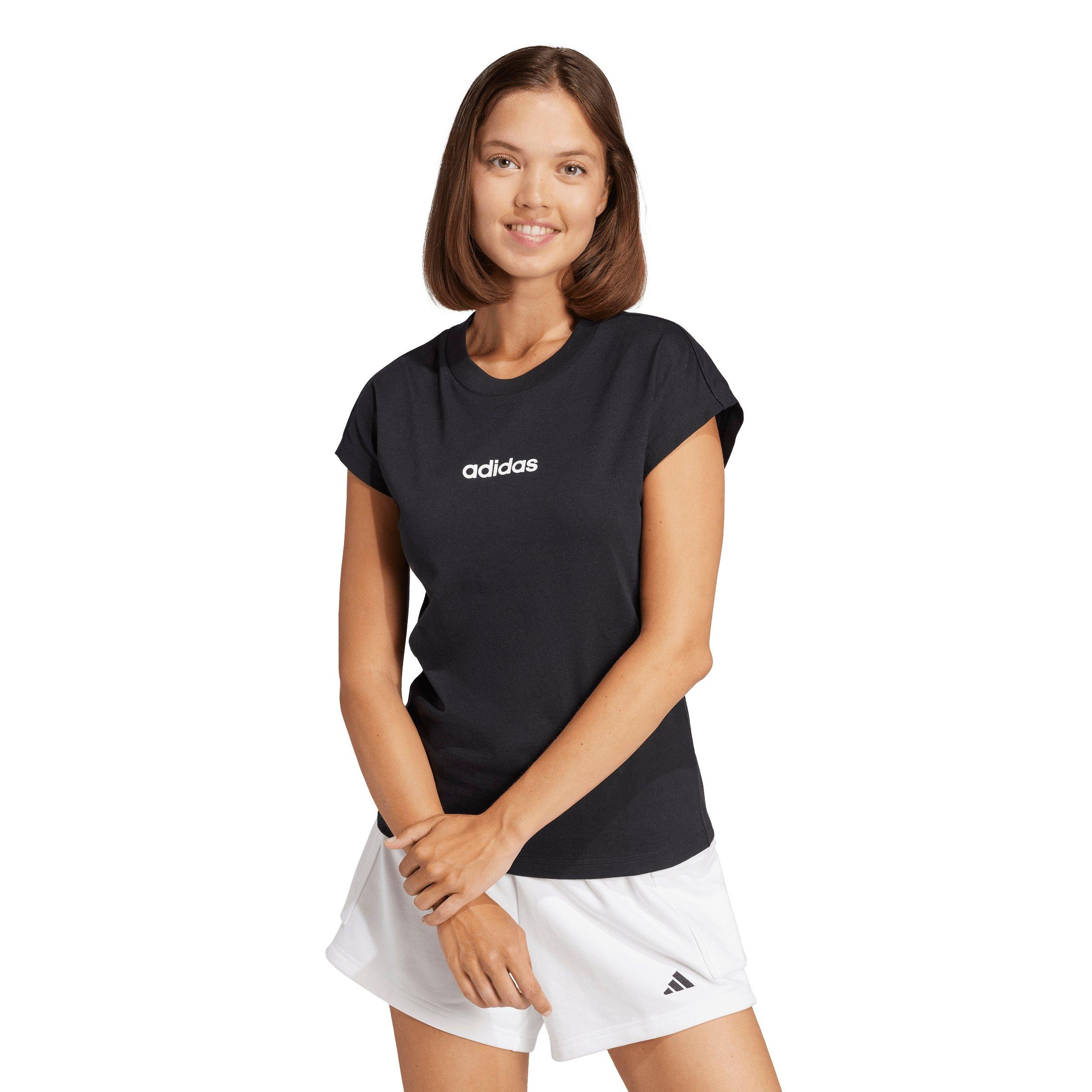 adidas Women's Essentials Linear Cotton T-Shirt - Black - BLACK